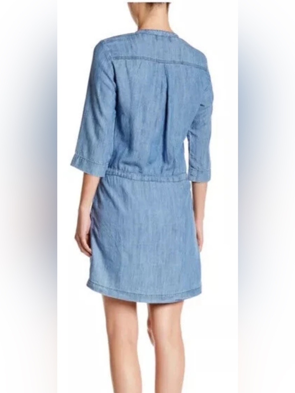 Michael Stars Chambray Button-Front Tie-Waist Mini Dress - Blue - Picture 2 of 6